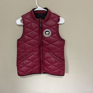 Women Sz Small Ivory Ella Elephant Quilted Lightweight Puffer Vest Red Dark Pink